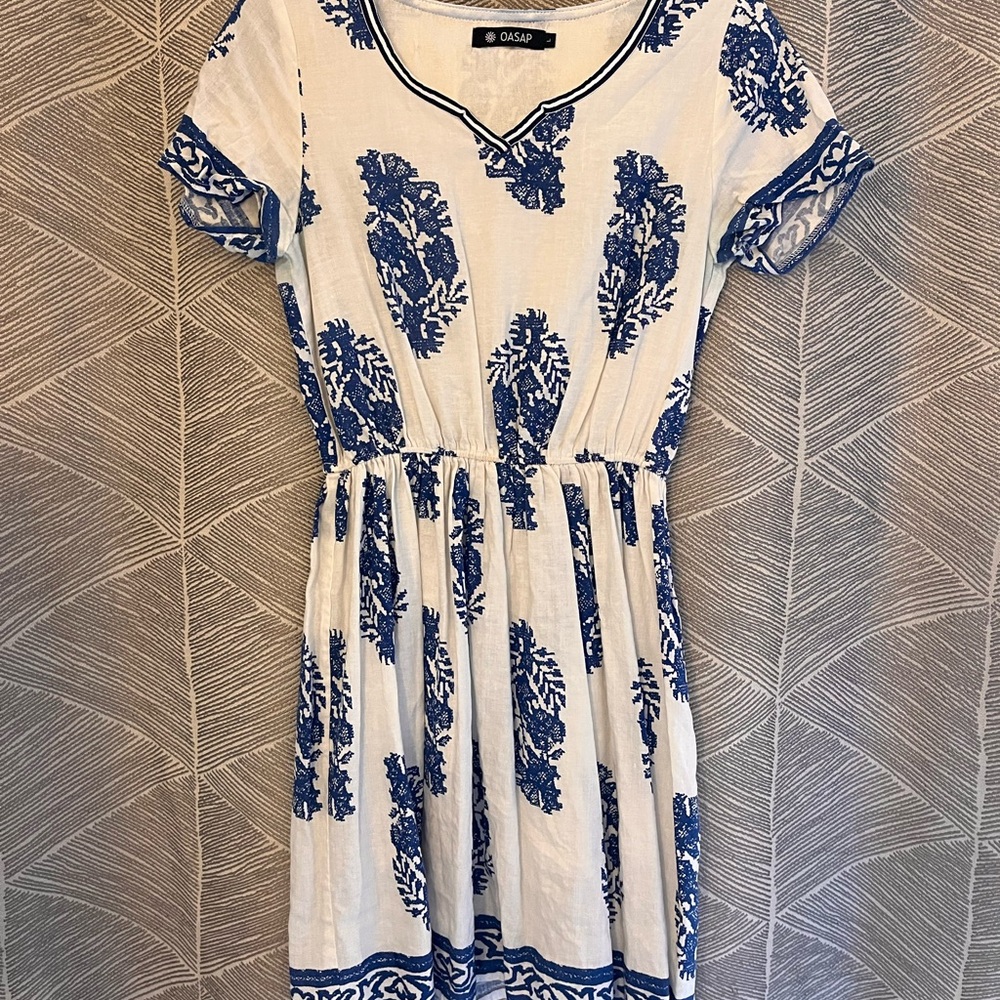 💙 Summer dress, white & royal blue